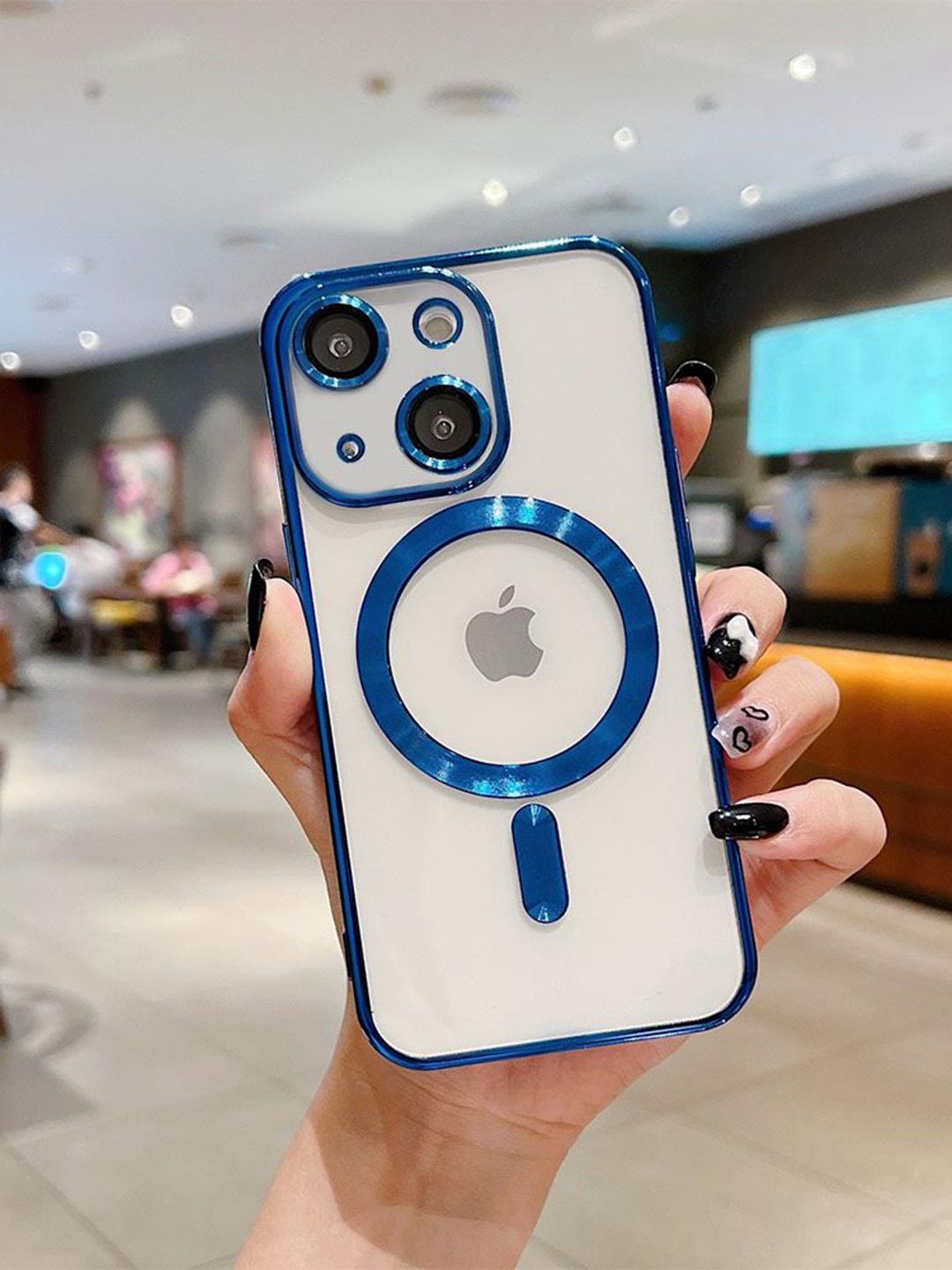 

Luxury Kase Plating Magnetic Soft Cover iPhone 13 Back Case, Navy blue