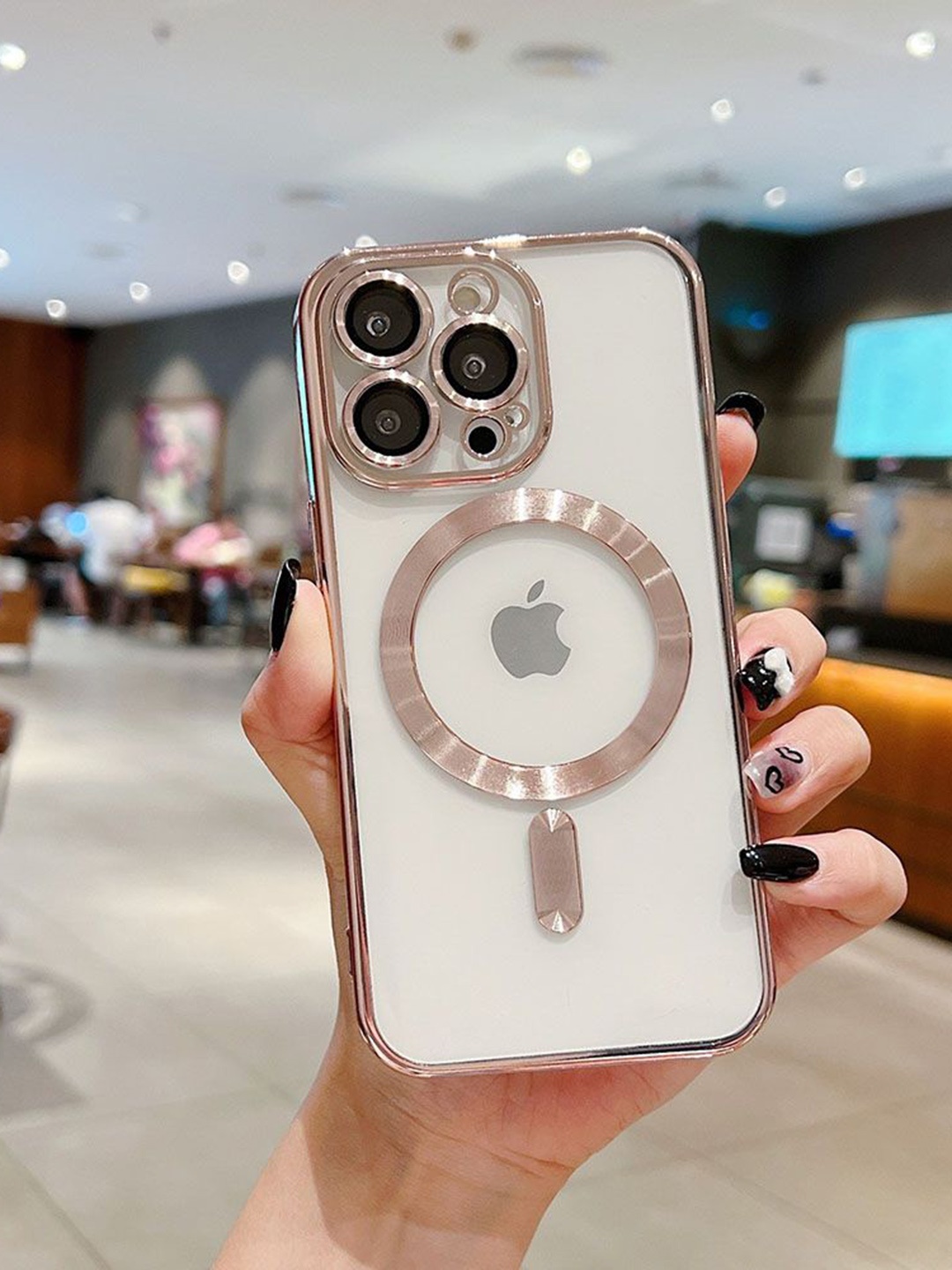 

Luxury Kase Plating Magnetic Soft Cover iPhone 15 Pro Back Case, Rose gold