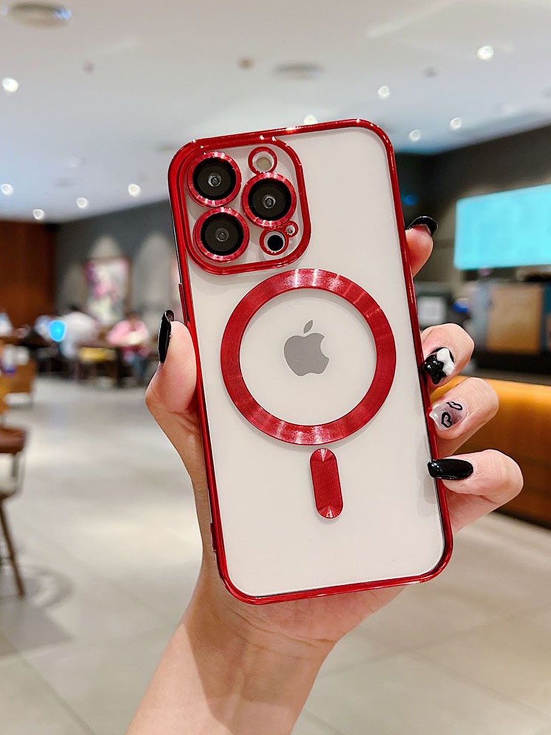 

Luxury Kase Plating Magnetic Soft Cover iPhone 14 Pro Max Back Case, Red