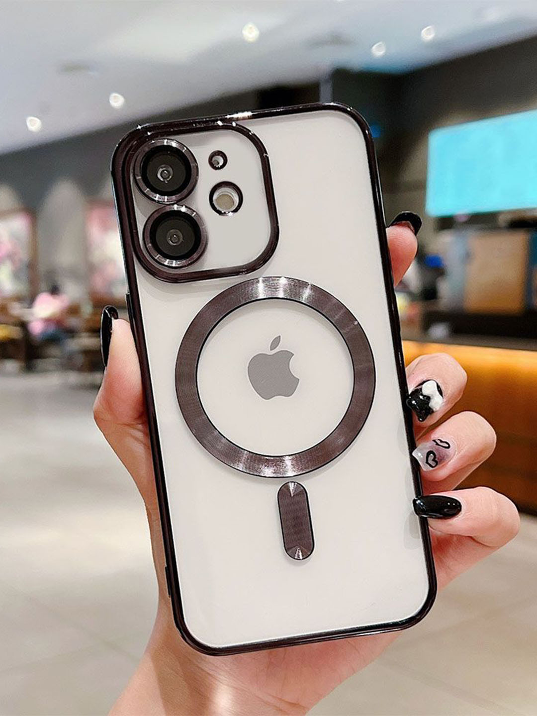 

Luxury Kase Plating Magnetic Soft Cover iPhone 12 Back Case, Black