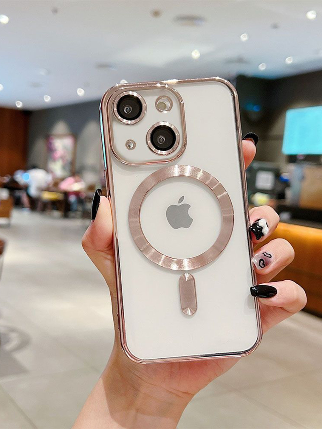 

Luxury Kase Plating Magnetic Soft Cover iPhone 14 Back Case, Rose gold