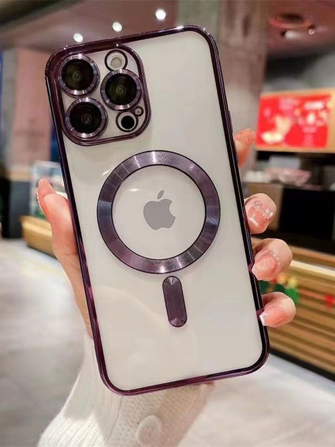 

Luxury Kase Plating Magnetic Soft Cover iPhone 13 Pro Max Back Case, Purple