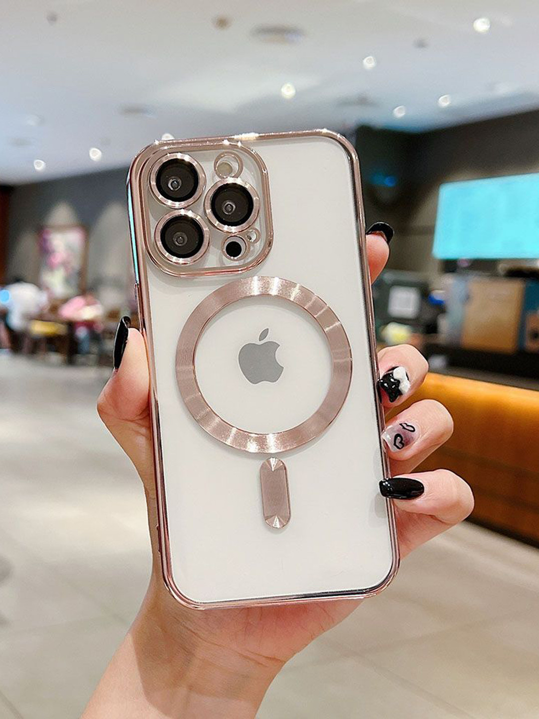 

Luxury Kase Plating Magnetic Soft Cover iPhone 12 Pro Max Back Case, Rose gold