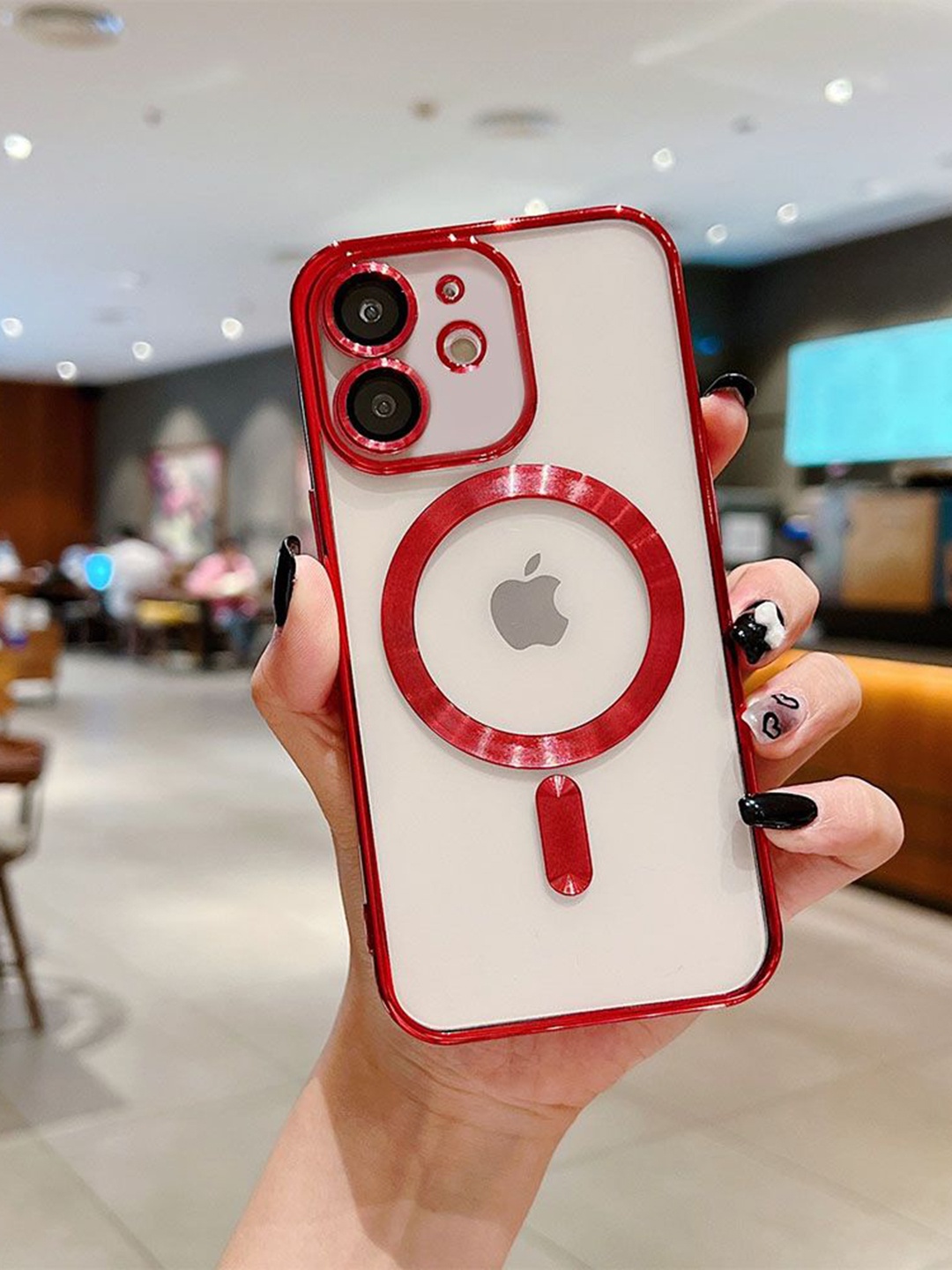 

Luxury Kase Plating Magnetic Soft Cover iPhone 12 Back Case, Red