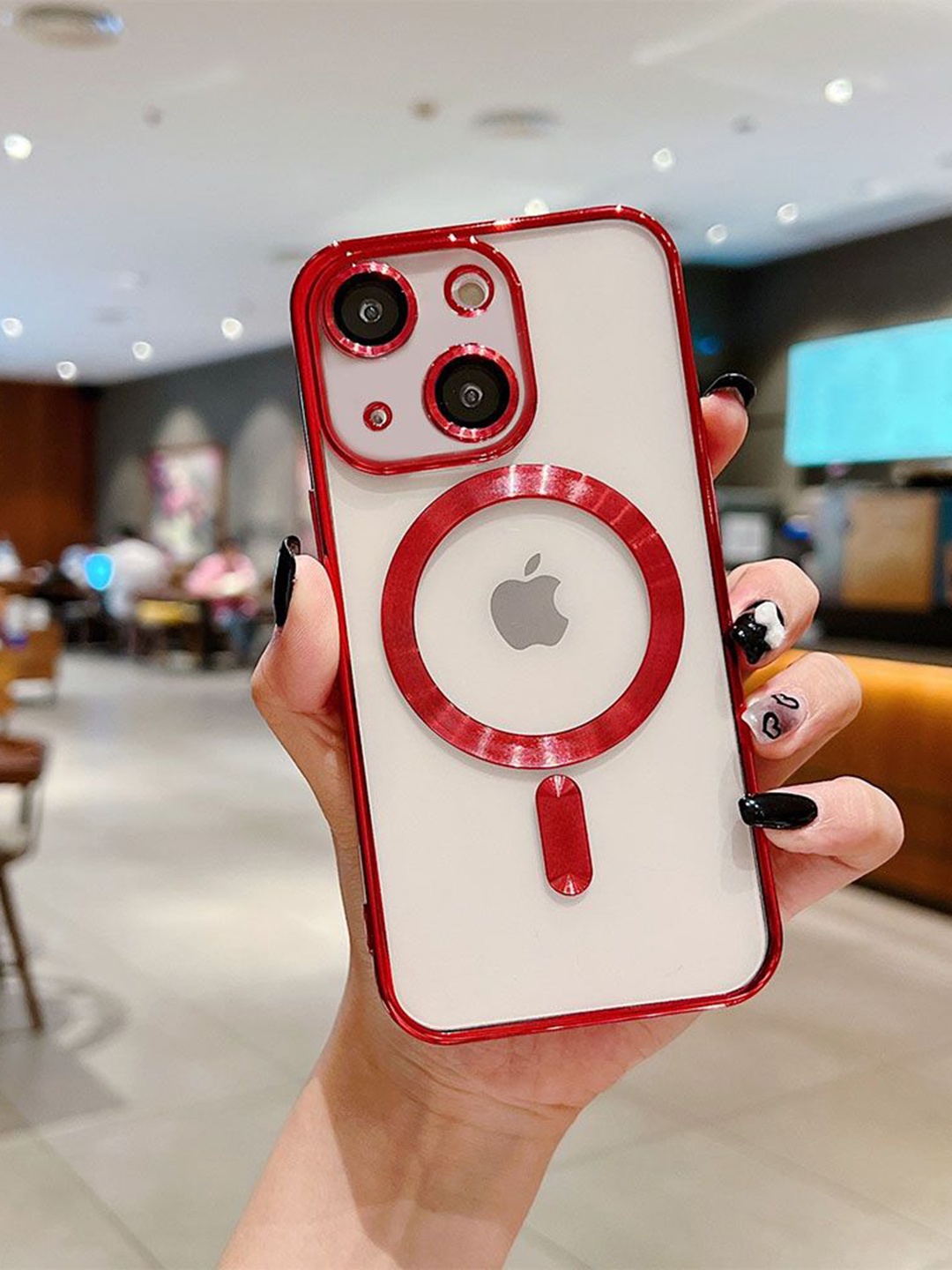 

Luxury Kase Plating Magnetic Soft Cover iPhone 15 Plus Back Case, Red