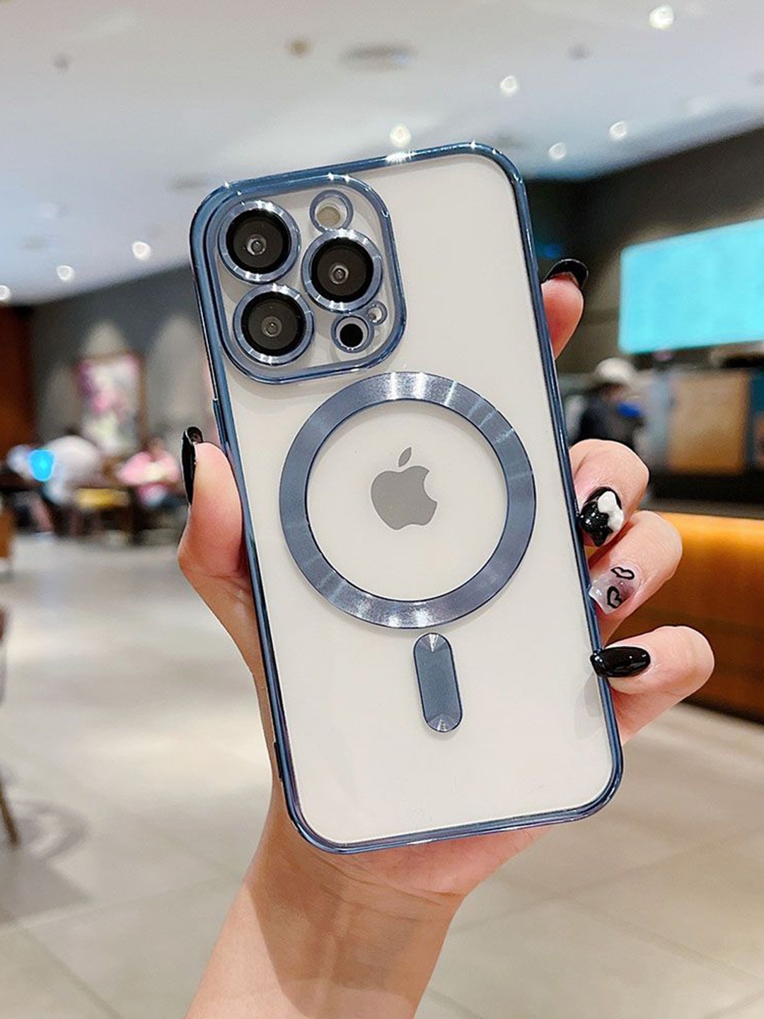 

Luxury Kase Plating Magnetic Soft Cover iPhone 15 Pro Back Case, Blue