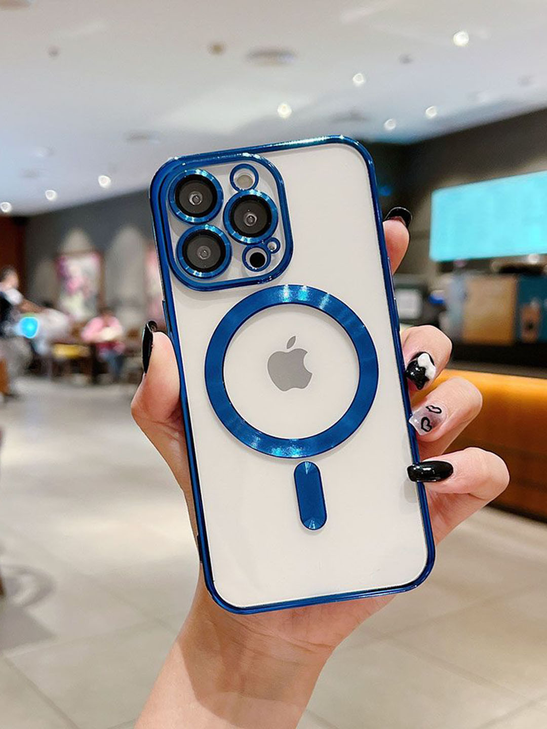 

Luxury Kase Plating Magnetic Soft Cover iPhone 12 Pro Max Back Case, Navy blue