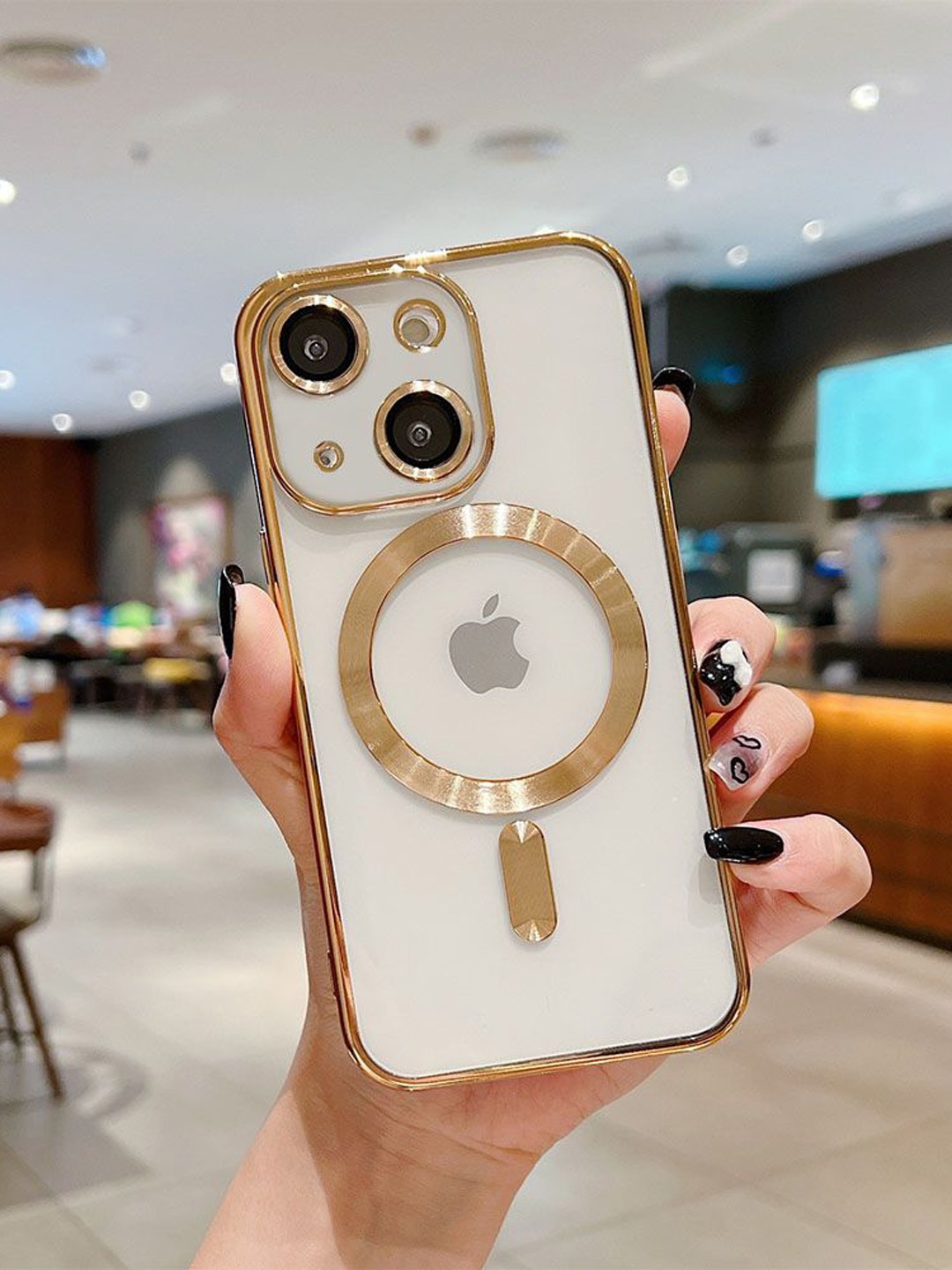 

Luxury Kase Plating Magnetic Soft Cover iPhone 13 Back Case, Gold