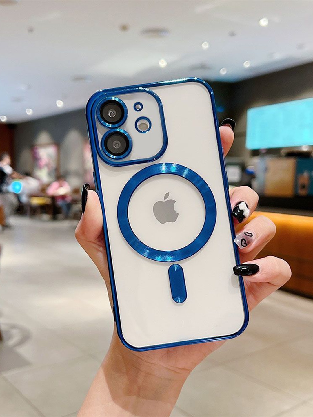 

Luxury Kase Plating Magnetic Soft Cover iPhone 12 Back Case, Navy blue
