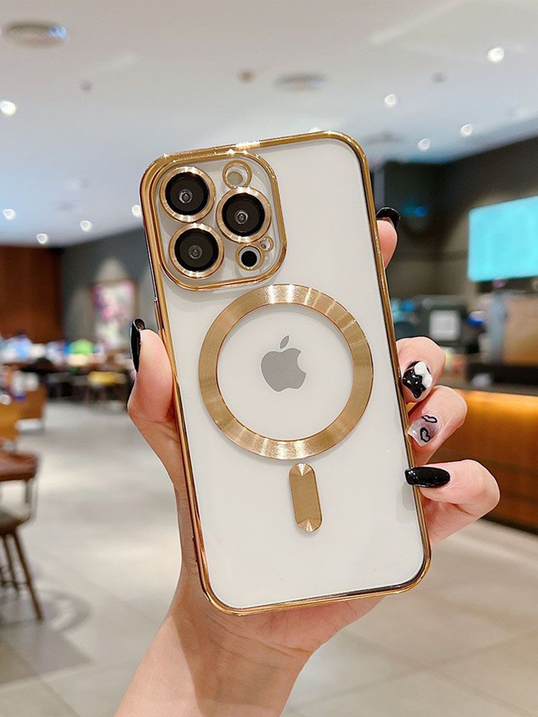 

Luxury Kase Plating Magnetic Soft Cover iPhone 14 Pro Back Case, Gold
