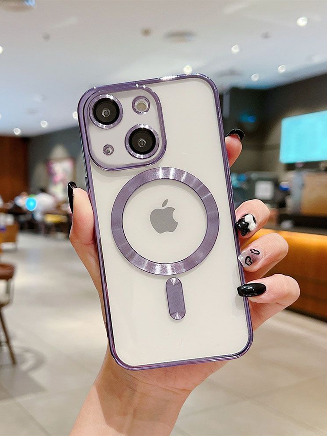 

Luxury Kase Plating Magnetic Soft Cover iPhone 14 Plus Back Case, Lavender