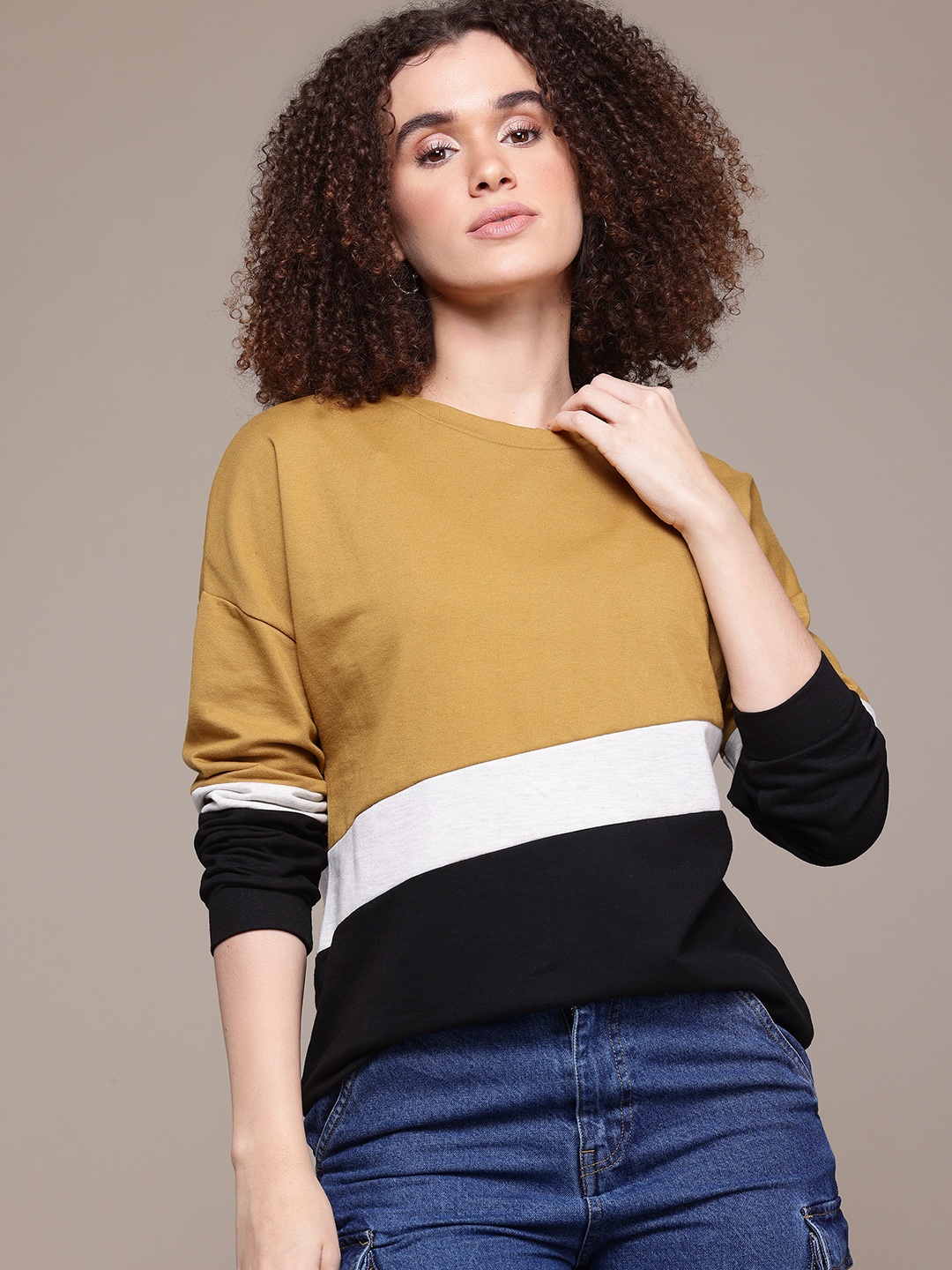 

The Roadster Lifestyle Co. Colourblocked Sweatshirt, Mustard