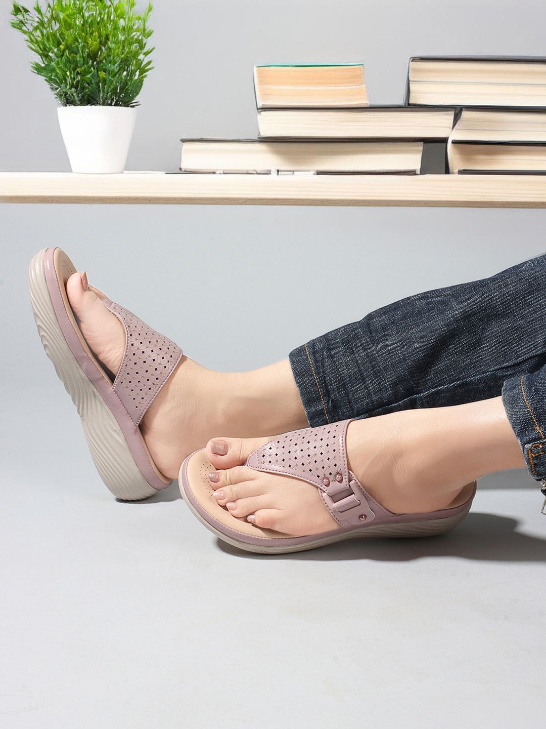 

The Roadster Lifestyle Co Women Printed Wedges Heel Sandals, Nude