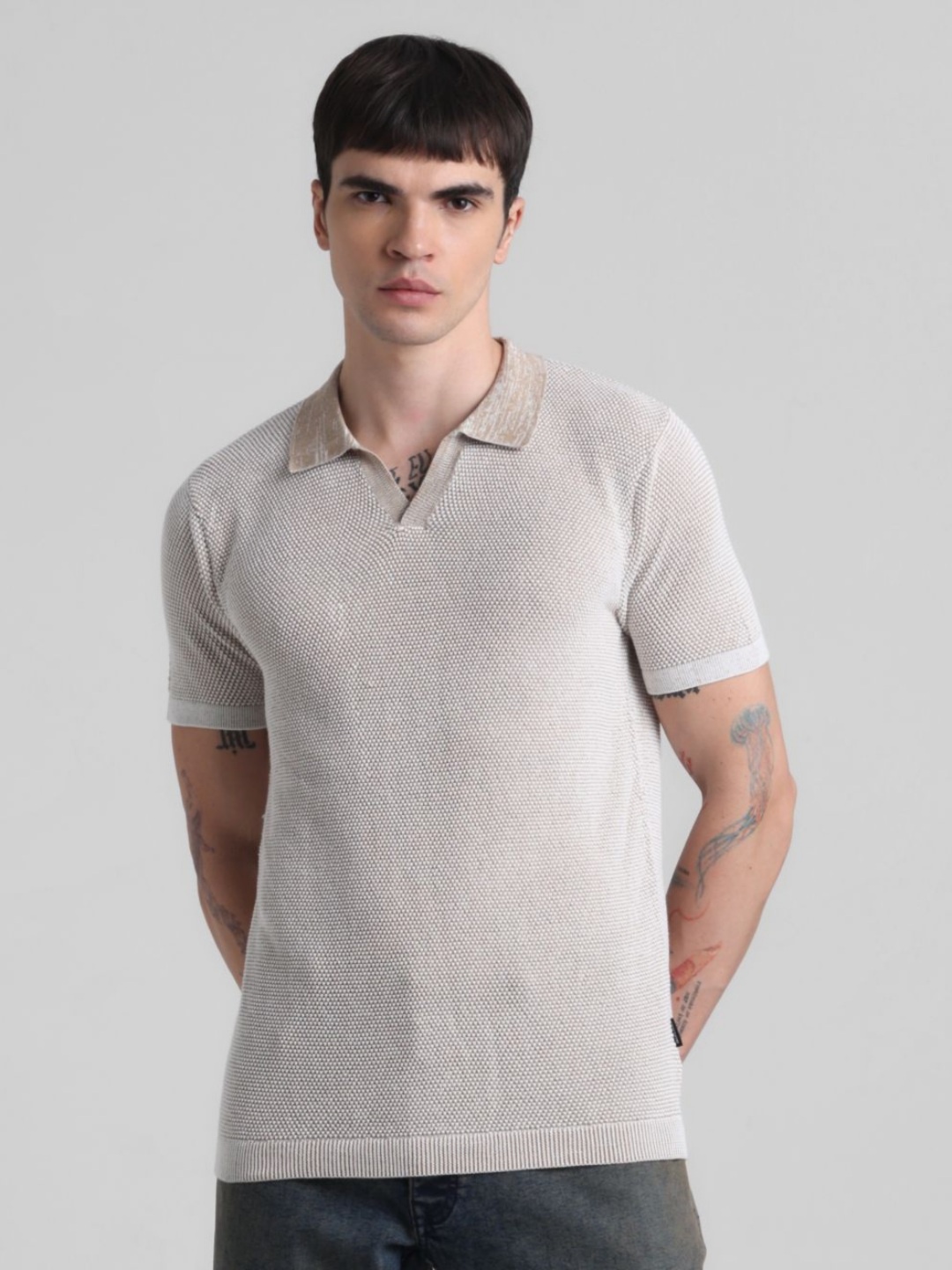 

Jack & Jones Men Polo Collar Pockets T-shirt, Beige