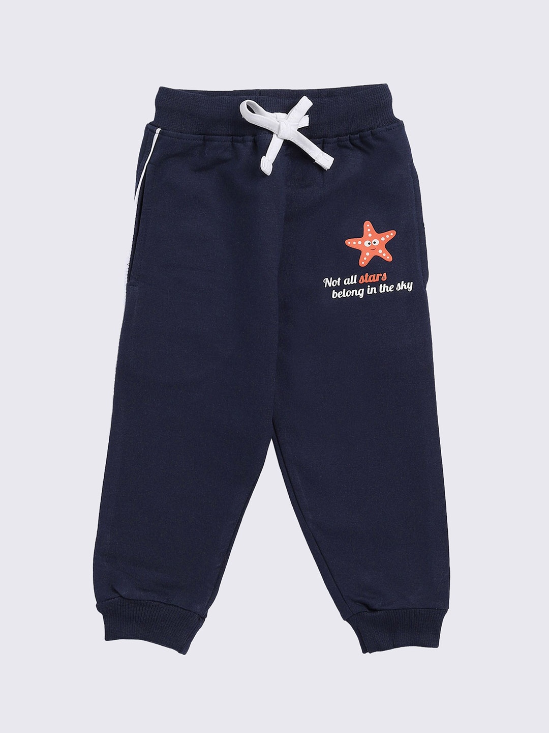 

CRAZYPENGUIN ELITE Boys Cotton Printed Mid-Rise Joggers, Navy blue
