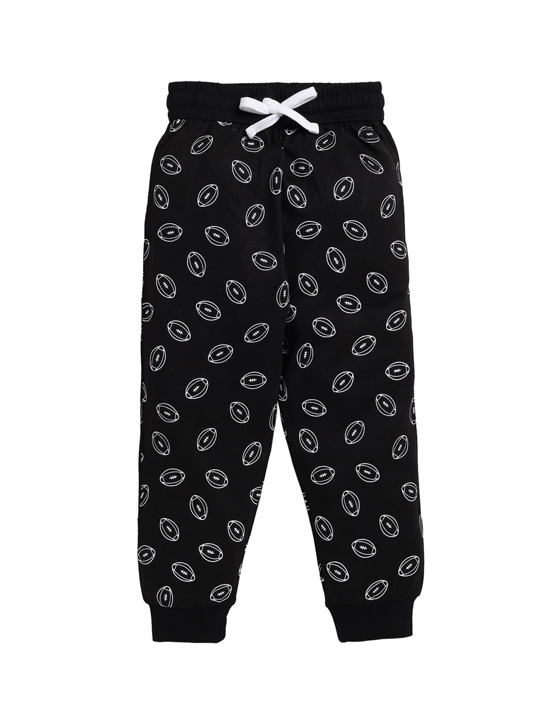 

CRAZYPENGUIN ELITE Boys Printed Cotton Mid-Rise Joggers, Black
