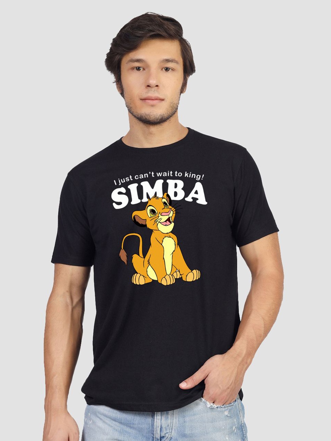 

Greylongg Men Yorksteadd 2076 Simba Graphic Printed Round Neck Cotton T-shirt, Black