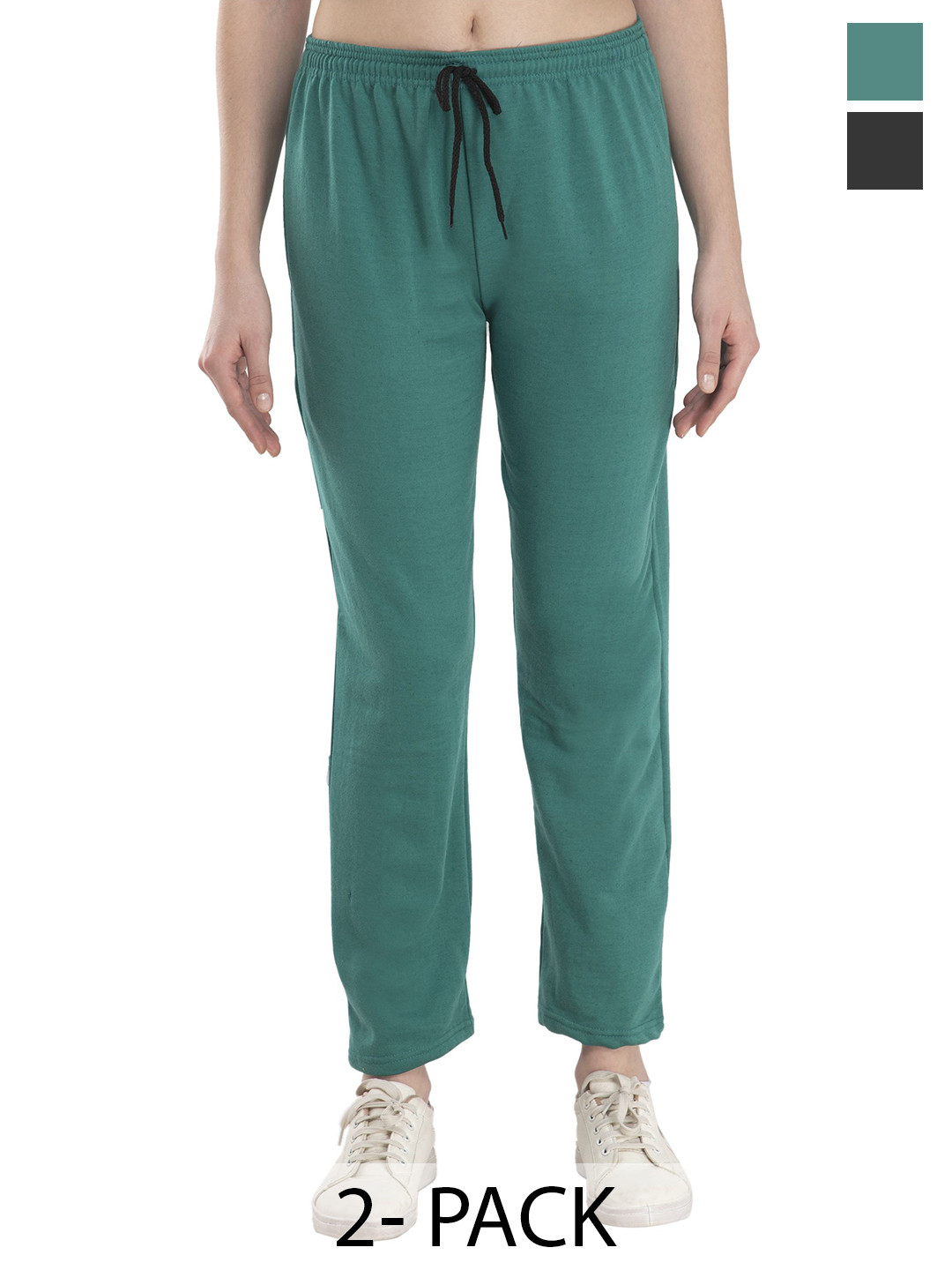 

IndiWeaves Women Pack Of 2 Mid Rise Track Pants, Sea green