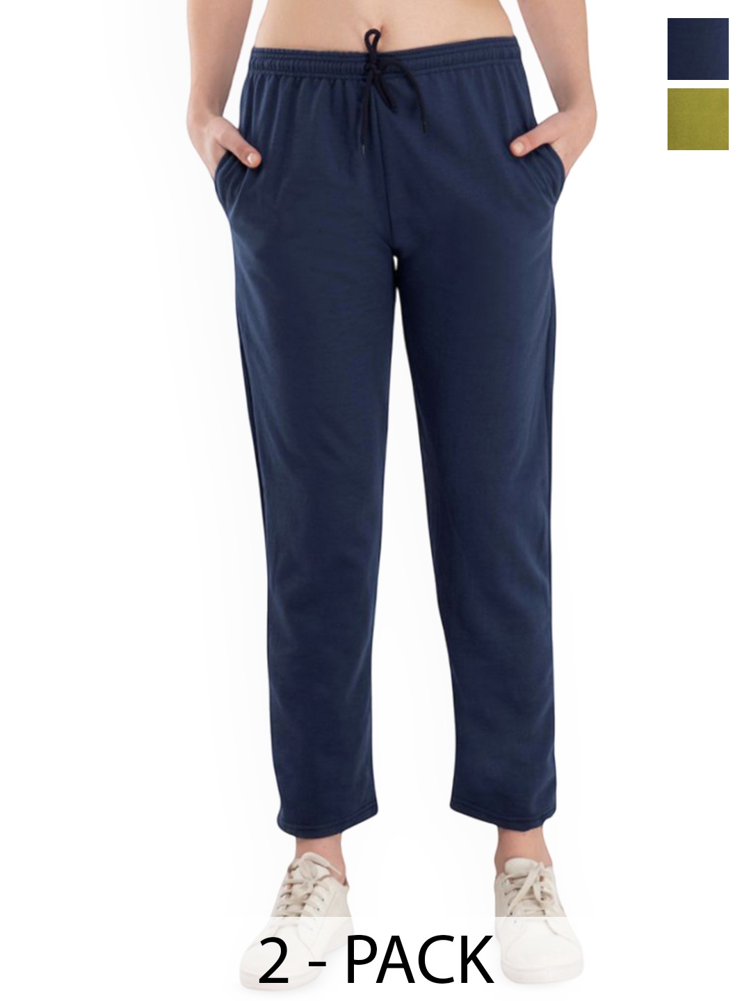 

IndiWeaves Women Pack Of 2 Mid Rise Track Pants, Blue