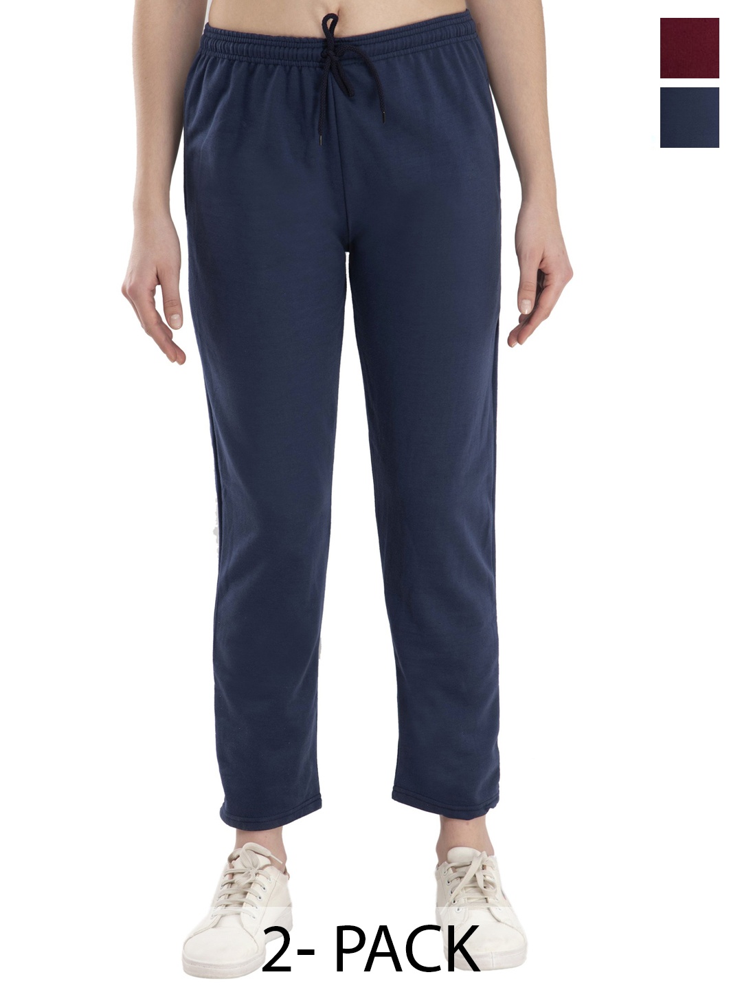 

IndiWeaves Women Pack Of 2 Mid Rise Track Pant, Maroon