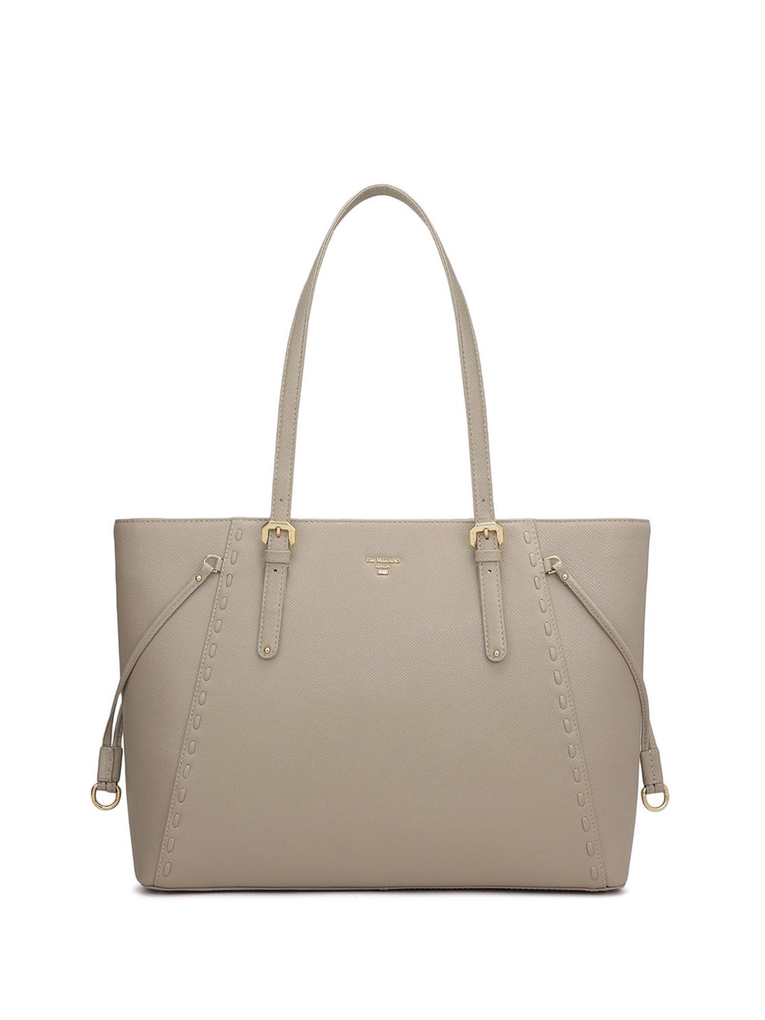 Da Milano Women Solid Shopper Leather Shoulder Bag, Beige