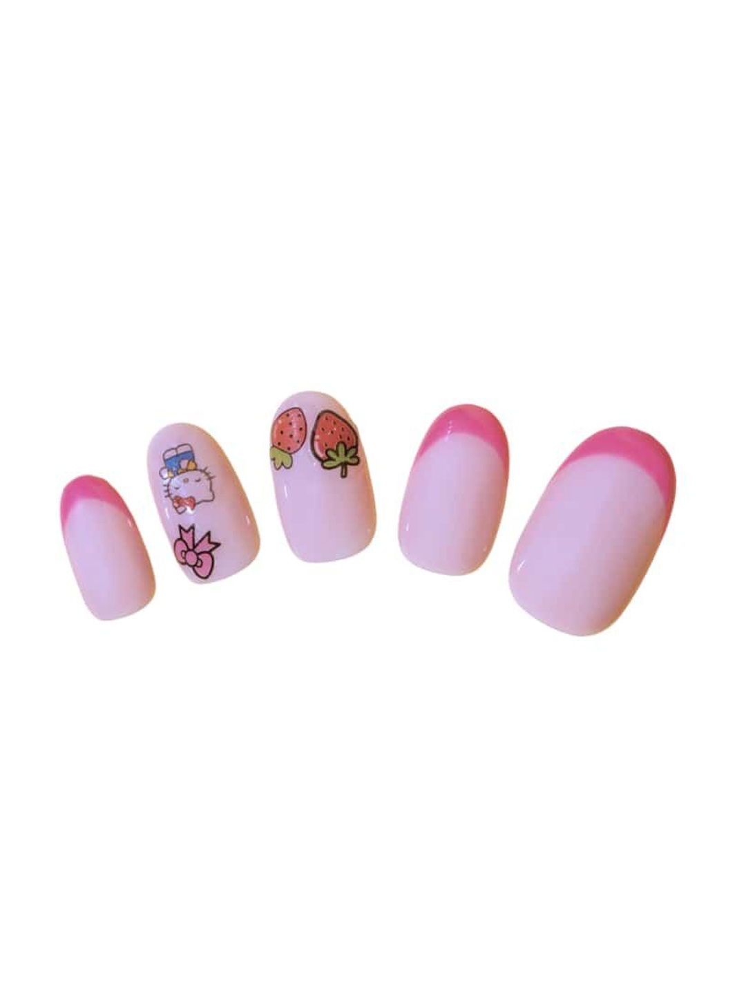 

SOEZI Set Of 24 Artificial Press On Nails Kit - Berry Kawaii, Pink
