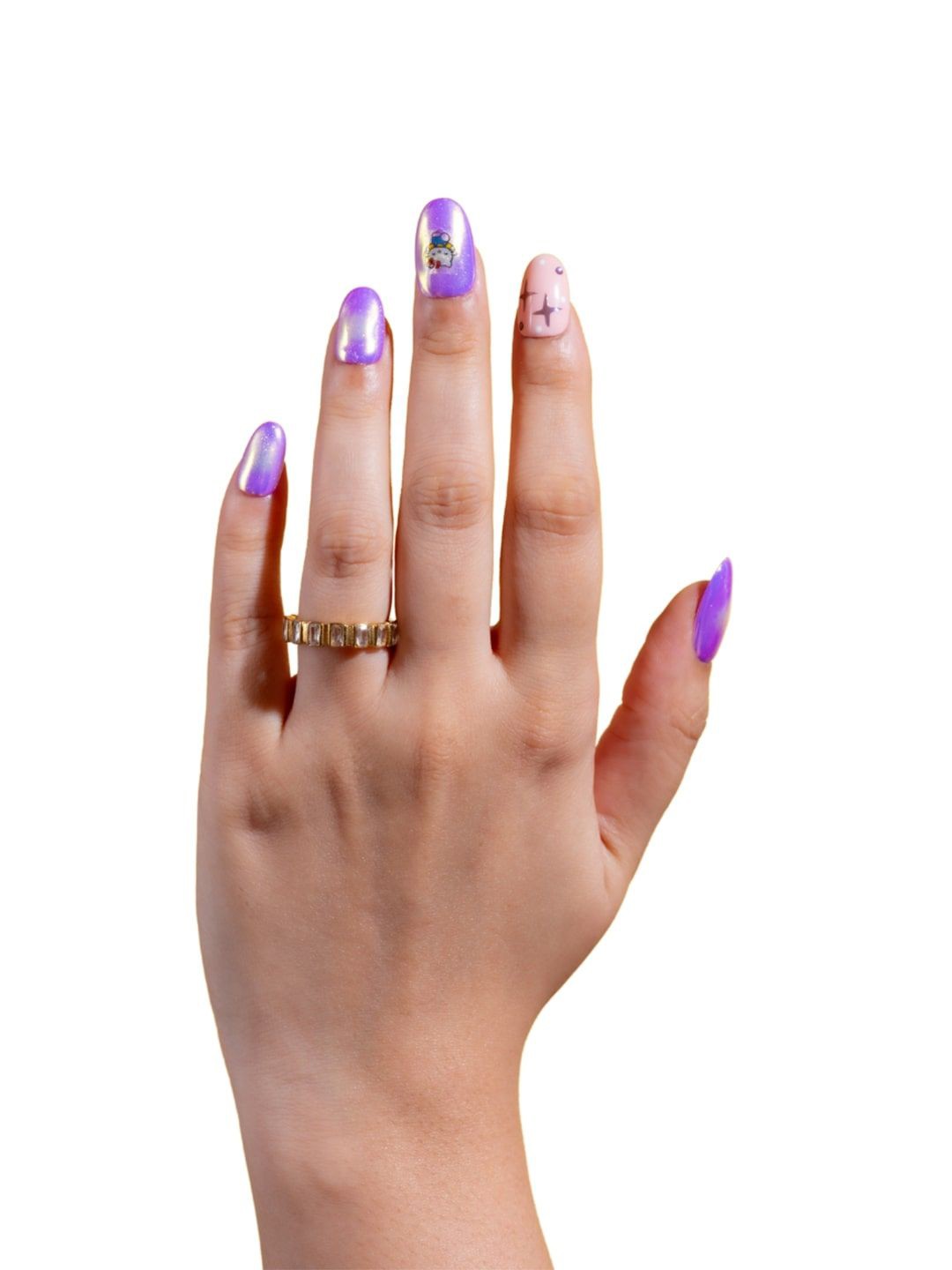 

SOEZI Set Of 24 Artificial Press On Nails Kit - Blush-Kitty, Purple