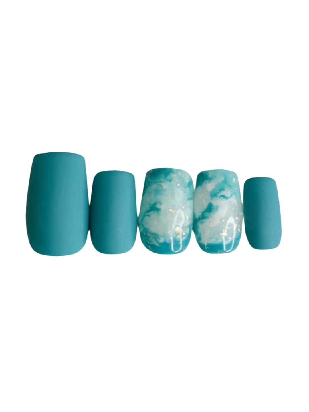 

SOEZI 5-Pcs Alora Short Square Ready To Wear Kit Nail Art, Blue