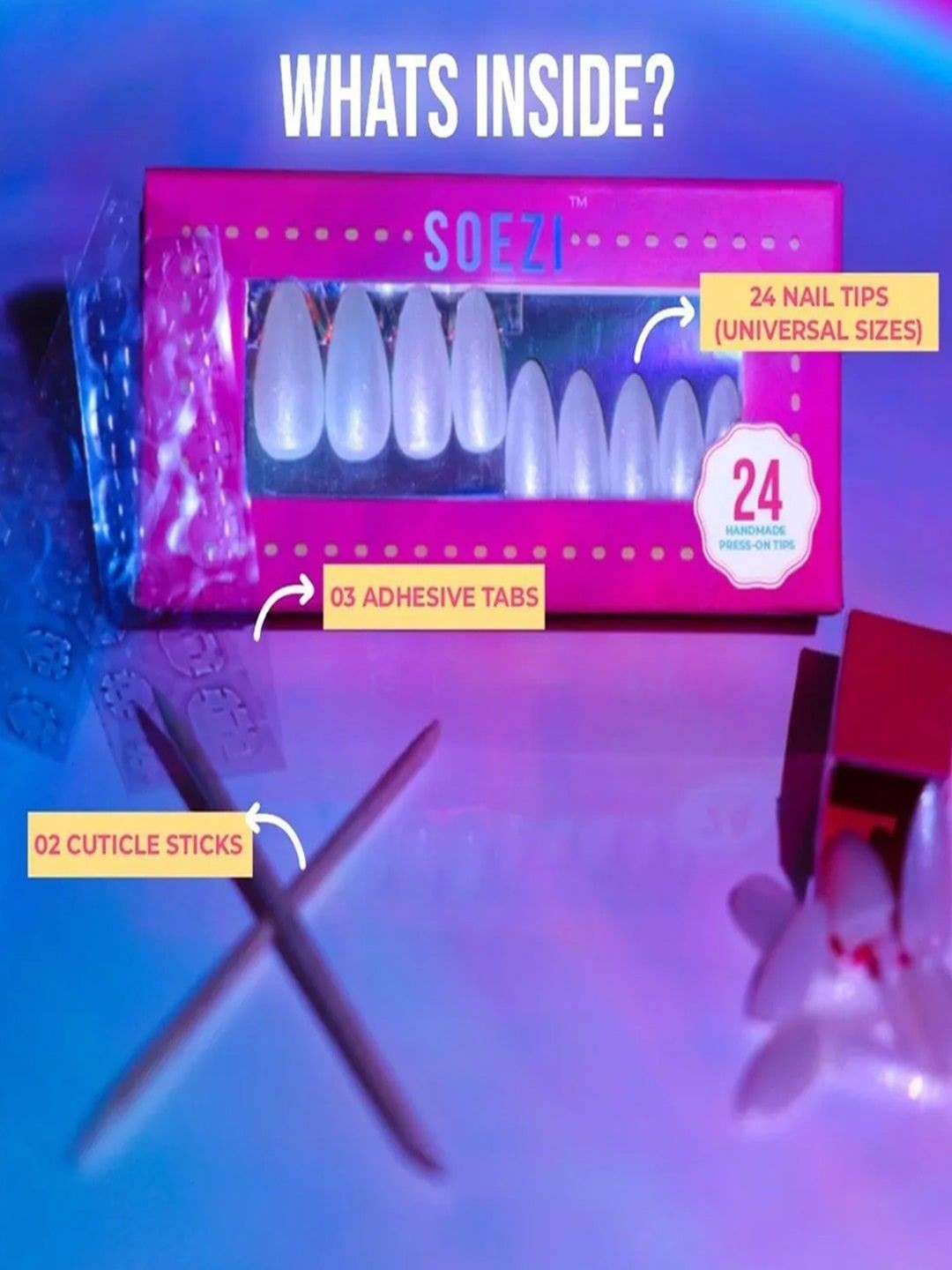 

SOEZI Set Of 24 Artificial Press On Nails Kit - Aviana, Pink