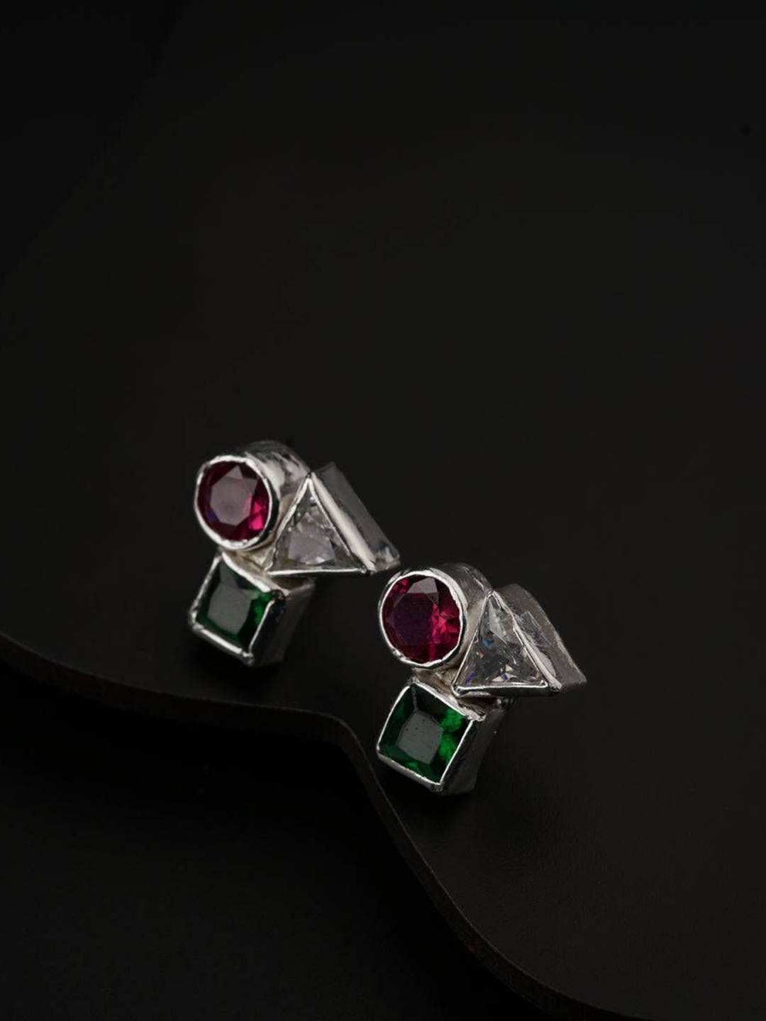 

House of Aadyaa Classic Studs Earrings, Silver