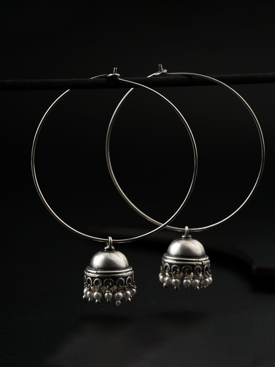 

House of Aadyaa 925 Sterling Silver Stones and Beads Studded Circular Hoop Earrings