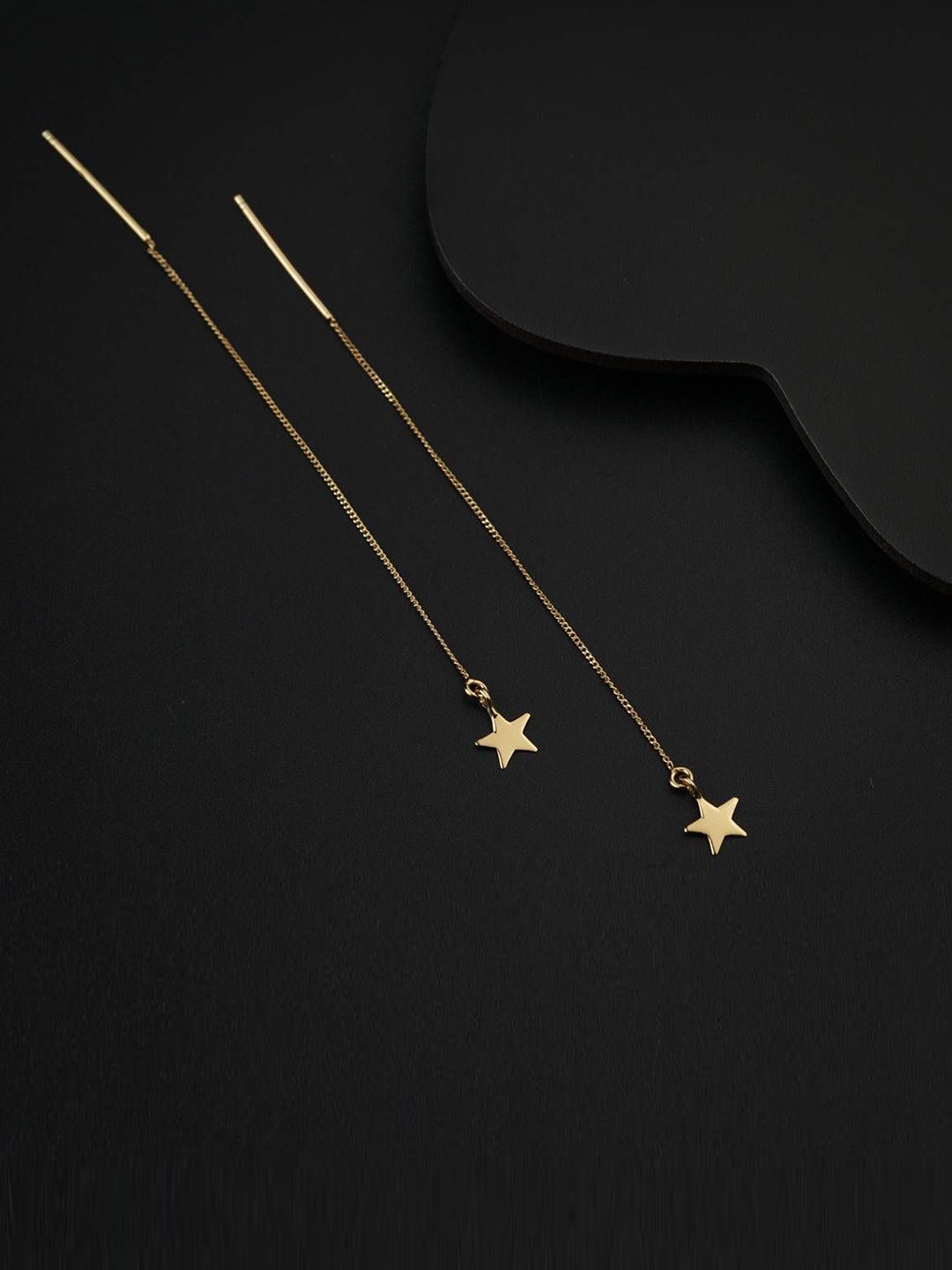 

House of Aadyaa 925 Sterling Silver Gold-Plated Star Shaped Drop Earrings