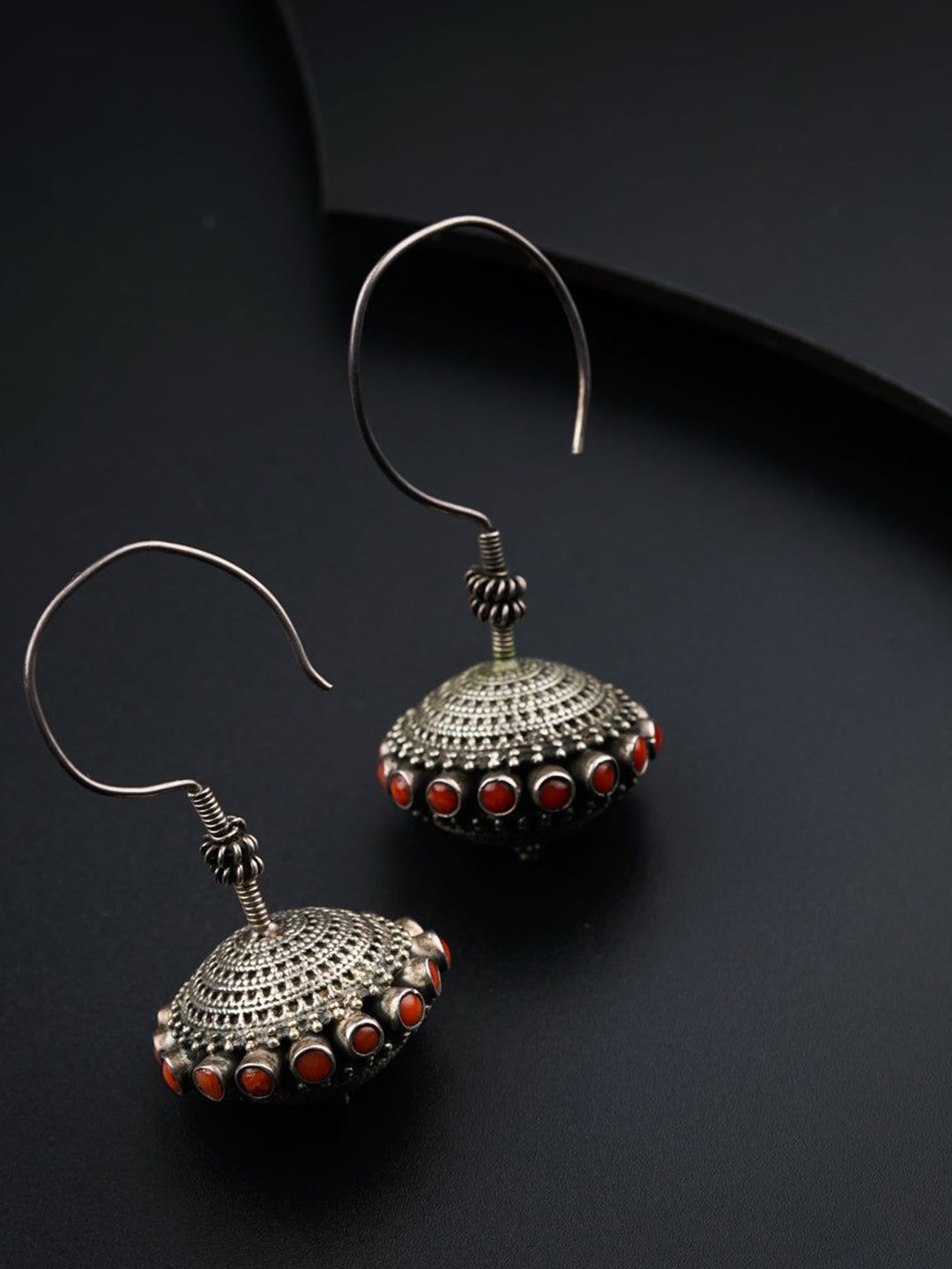 

House of Aadyaa Classic Jhumkas Earrings, Silver