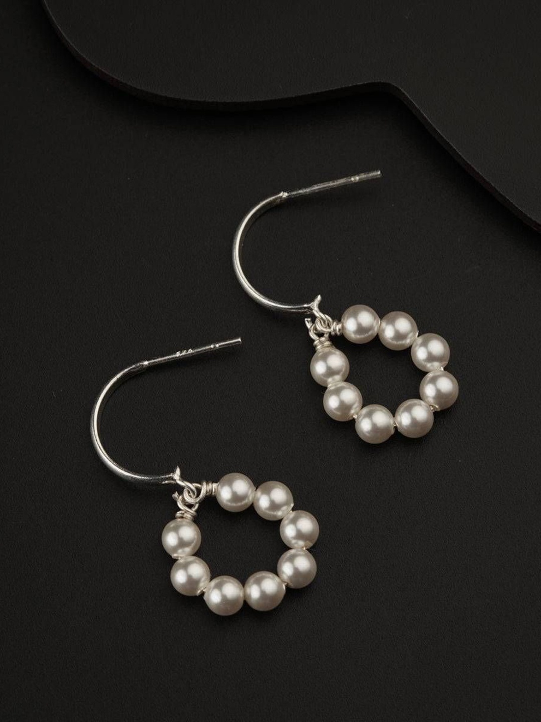 

House of Aadyaa 925 Sterling Silver Classic Pearl Hoop Earrings
