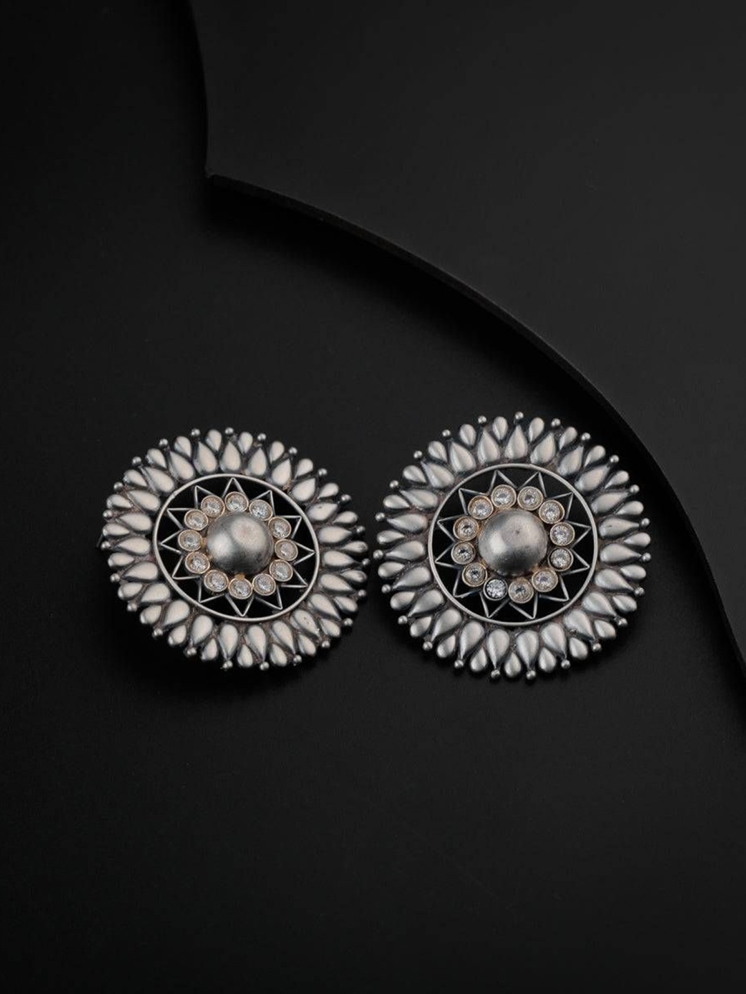 

House of Aadyaa Classic Studs Earrings, Silver