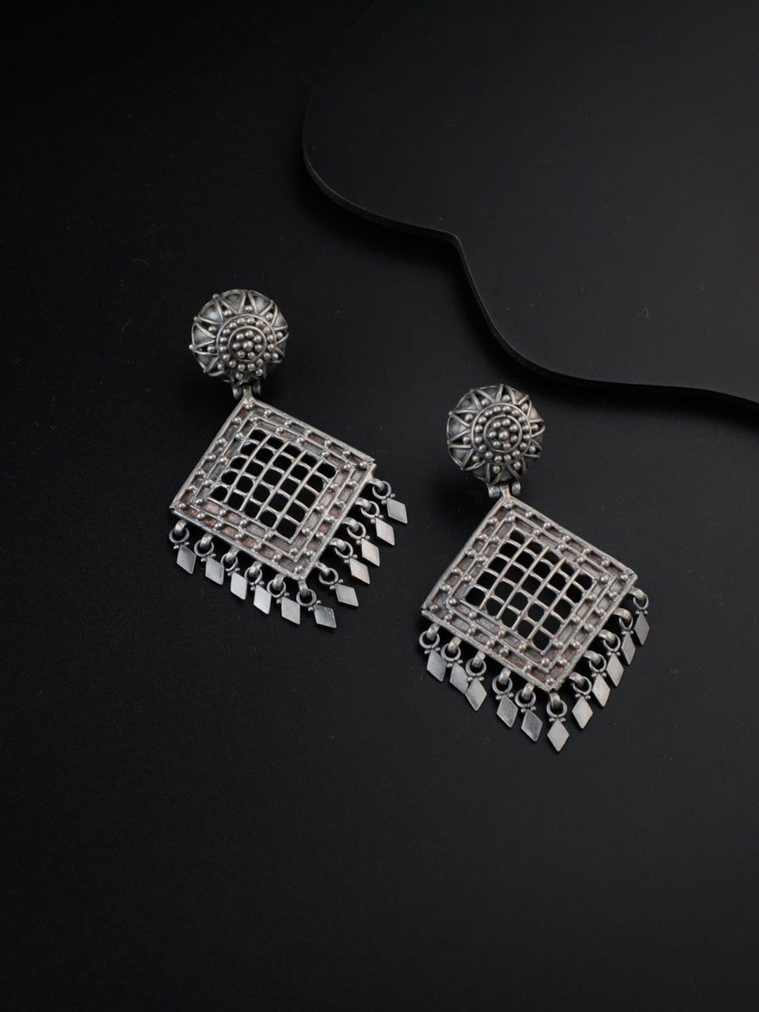 

House of Aadyaa Classic Drop Earrings, Silver