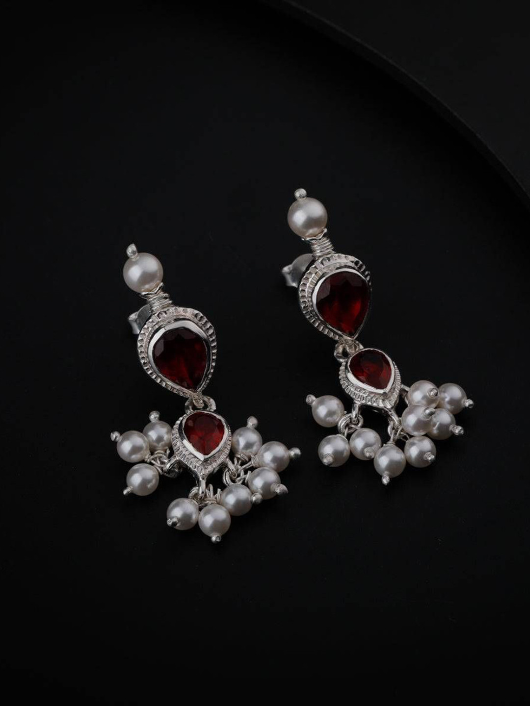 

House of Aadyaa 925 Sterling Silver Stones and Beads Classic Jhumkas