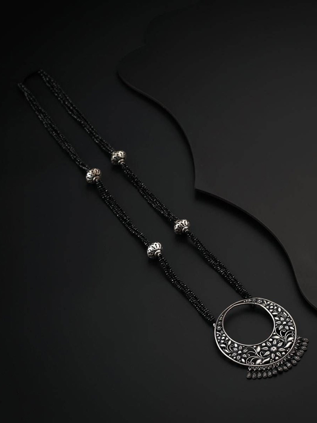 

House of Aadyaa Artificial Beads Mangalsutra, Silver