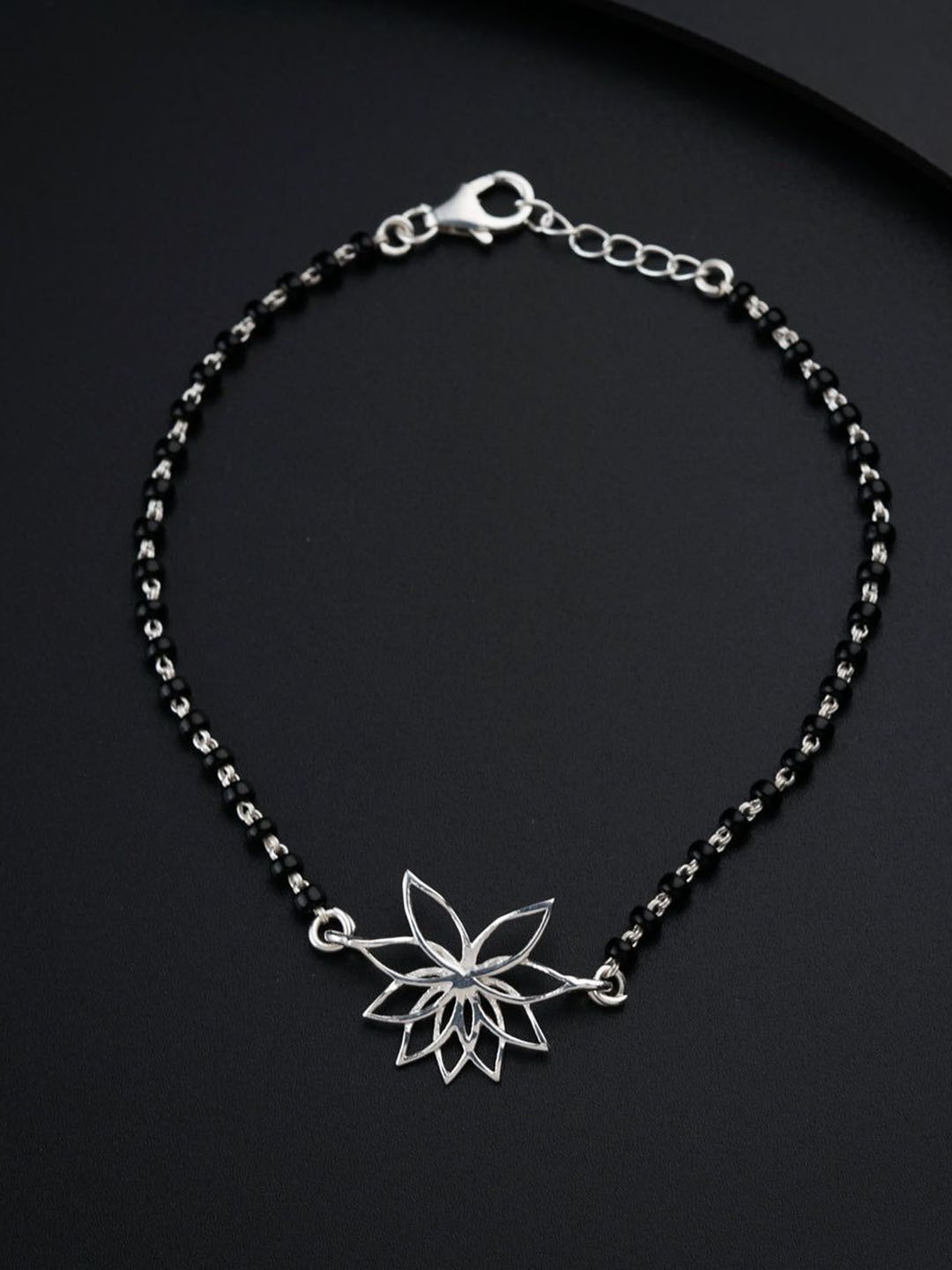 

House of Aadyaa Lotus Mangalsutra Bracelet, Silver