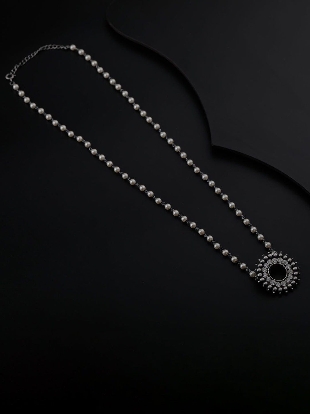 

House of Aadyaa Artificial Beads Mangalsutra, Silver