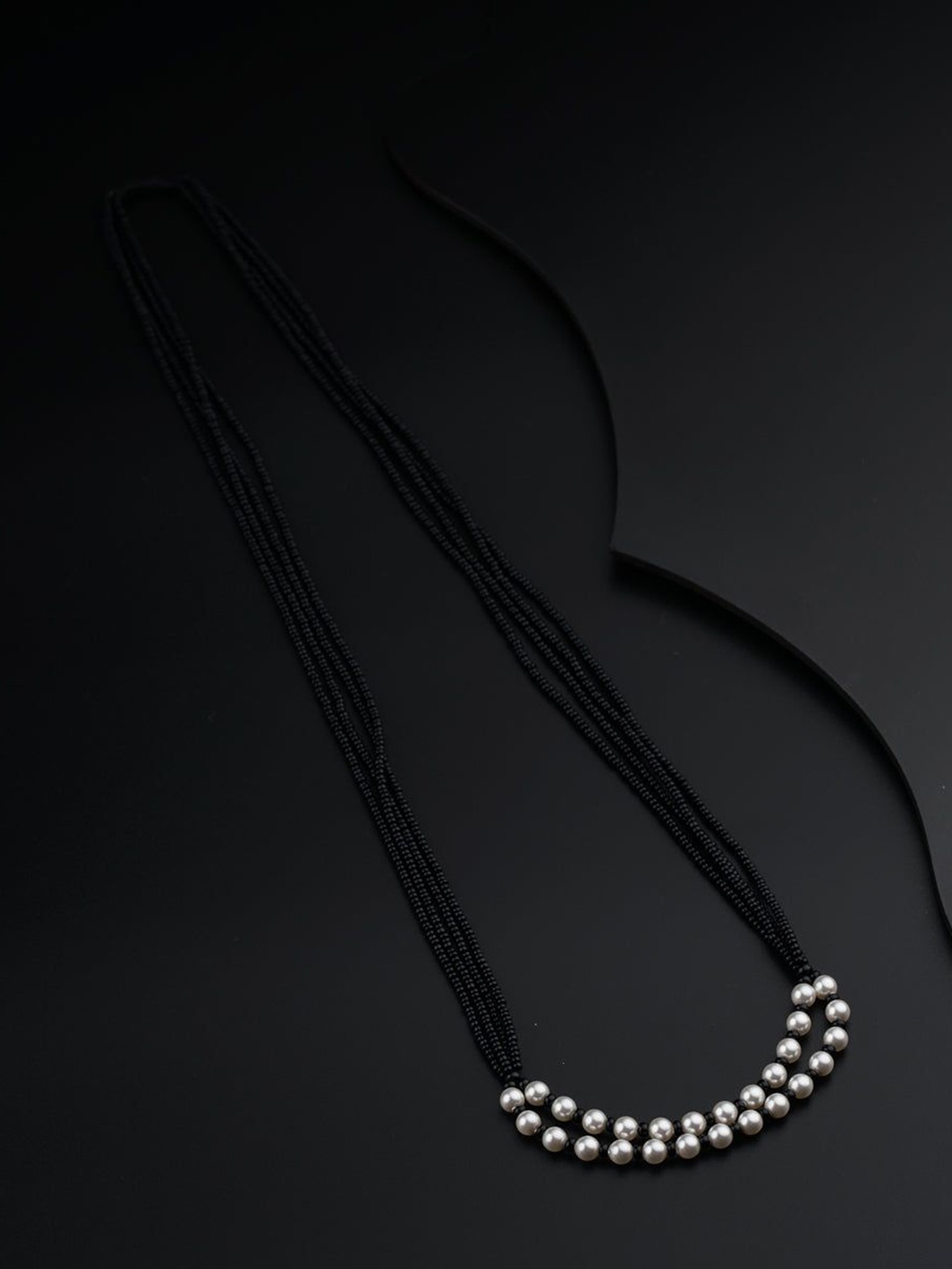 

House of Aadyaa Artificial Beads Mangalsutra, Silver