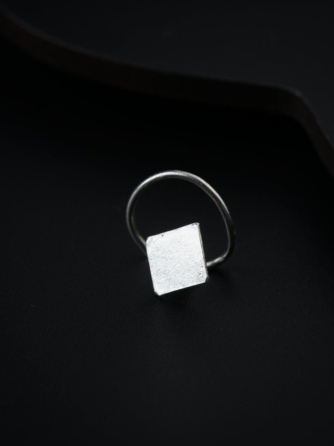 

House of Aadyaa Sterling Silver Oxidised Square Shaped Stud Nosepin