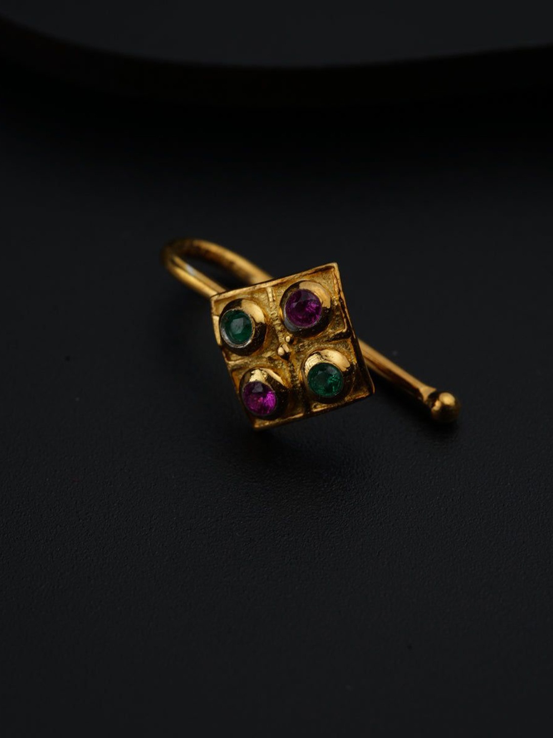 

House of Aadyaa Gold-Plated Stud Nosepin, Silver