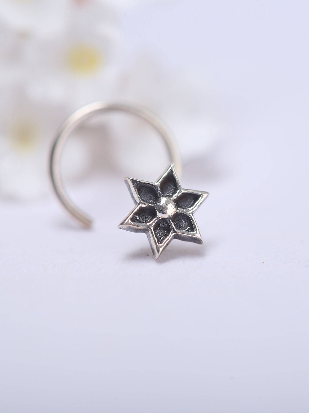 

House of Aadyaa Ring Nosepin, Silver