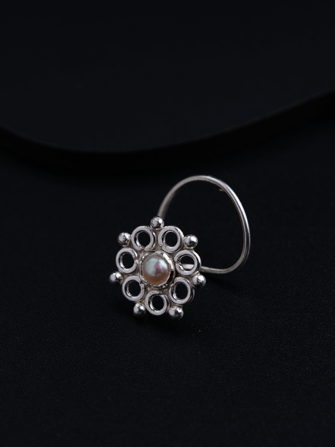 

House of Aadyaa Pearls Stud Nosepin, Silver