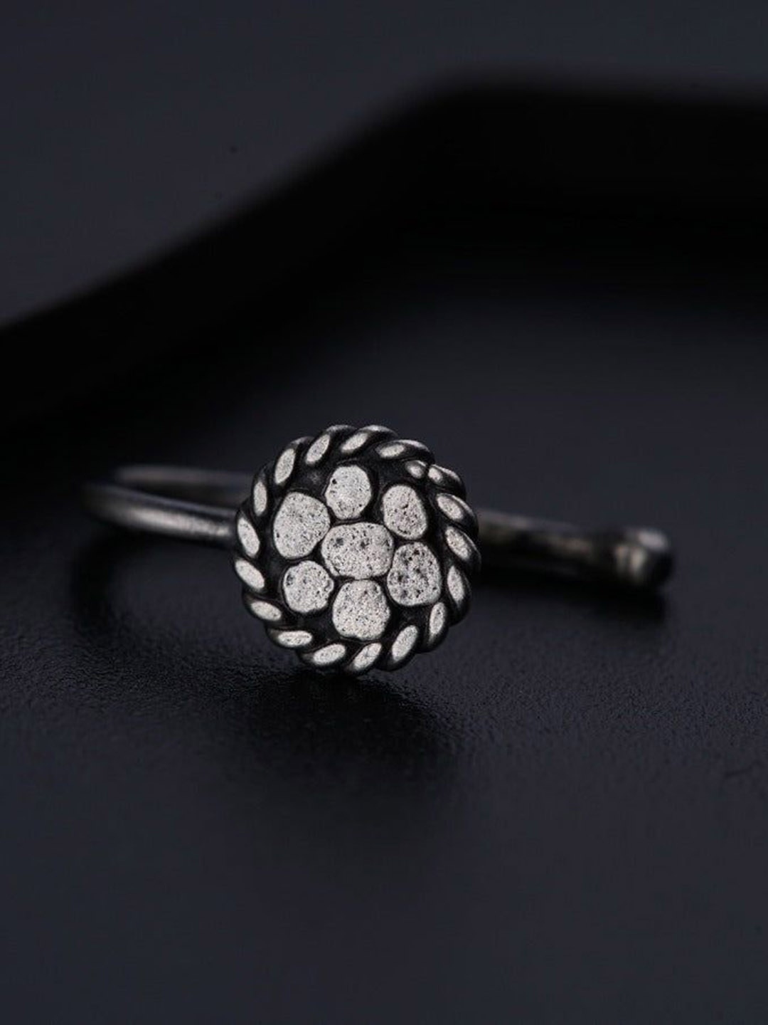 

House of Aadyaa Sterling Silver Oxidised Stud Nosepin