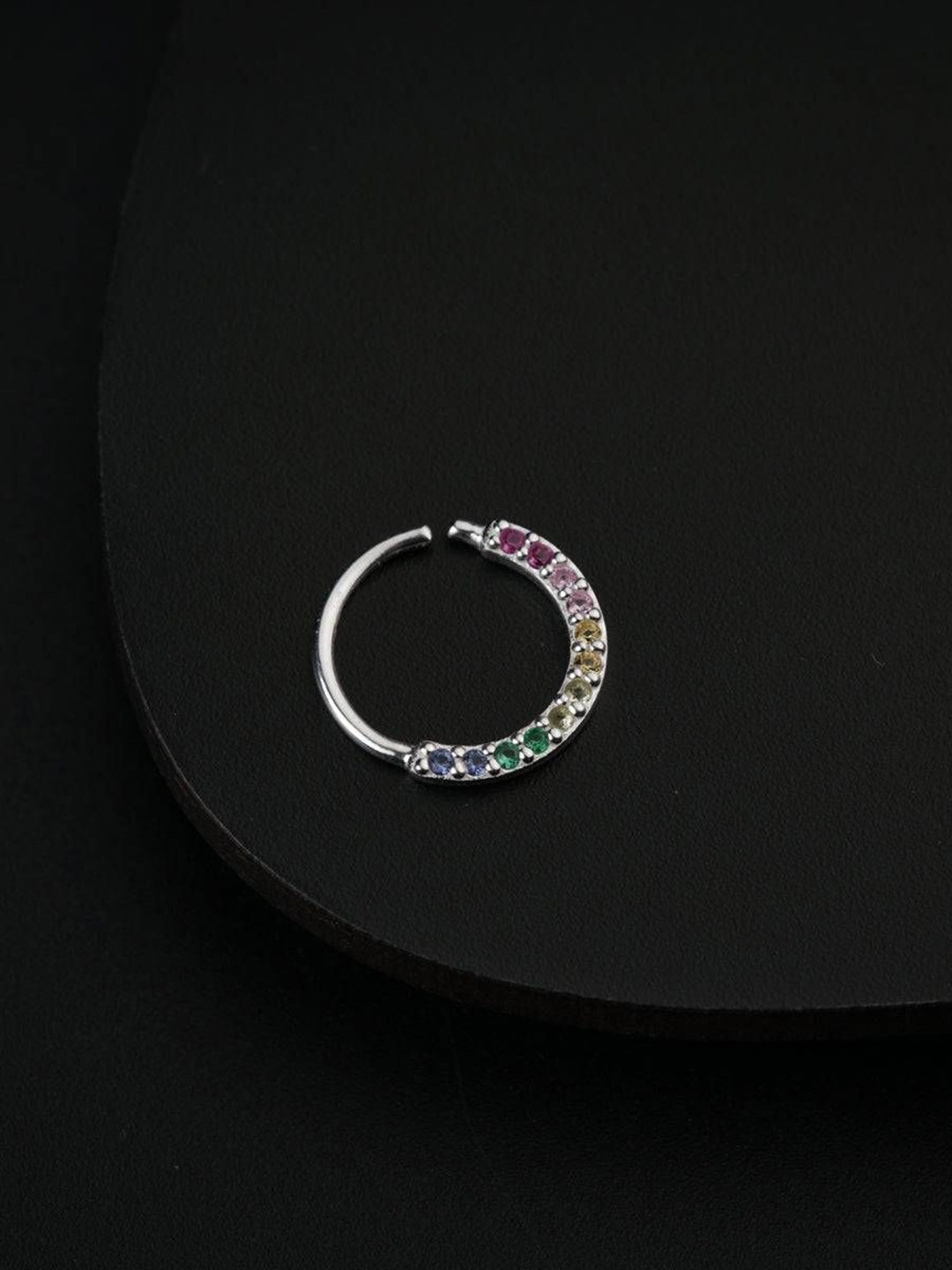 

House of Aadyaa Ring Nosepin, Silver