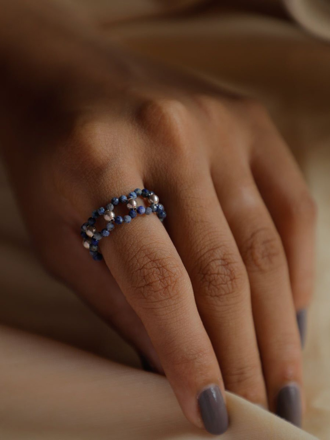 

House of Aadyaa Lapis Lazuli And Silver Beads