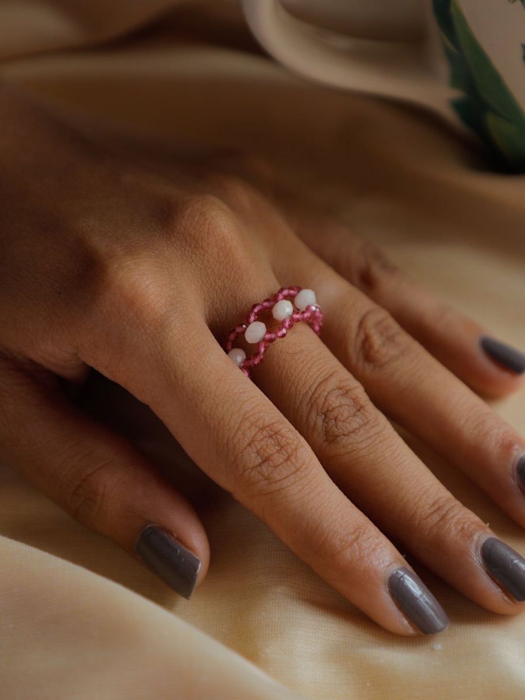 

House of Aadyaa Ruby & Moonstone Ring, Silver