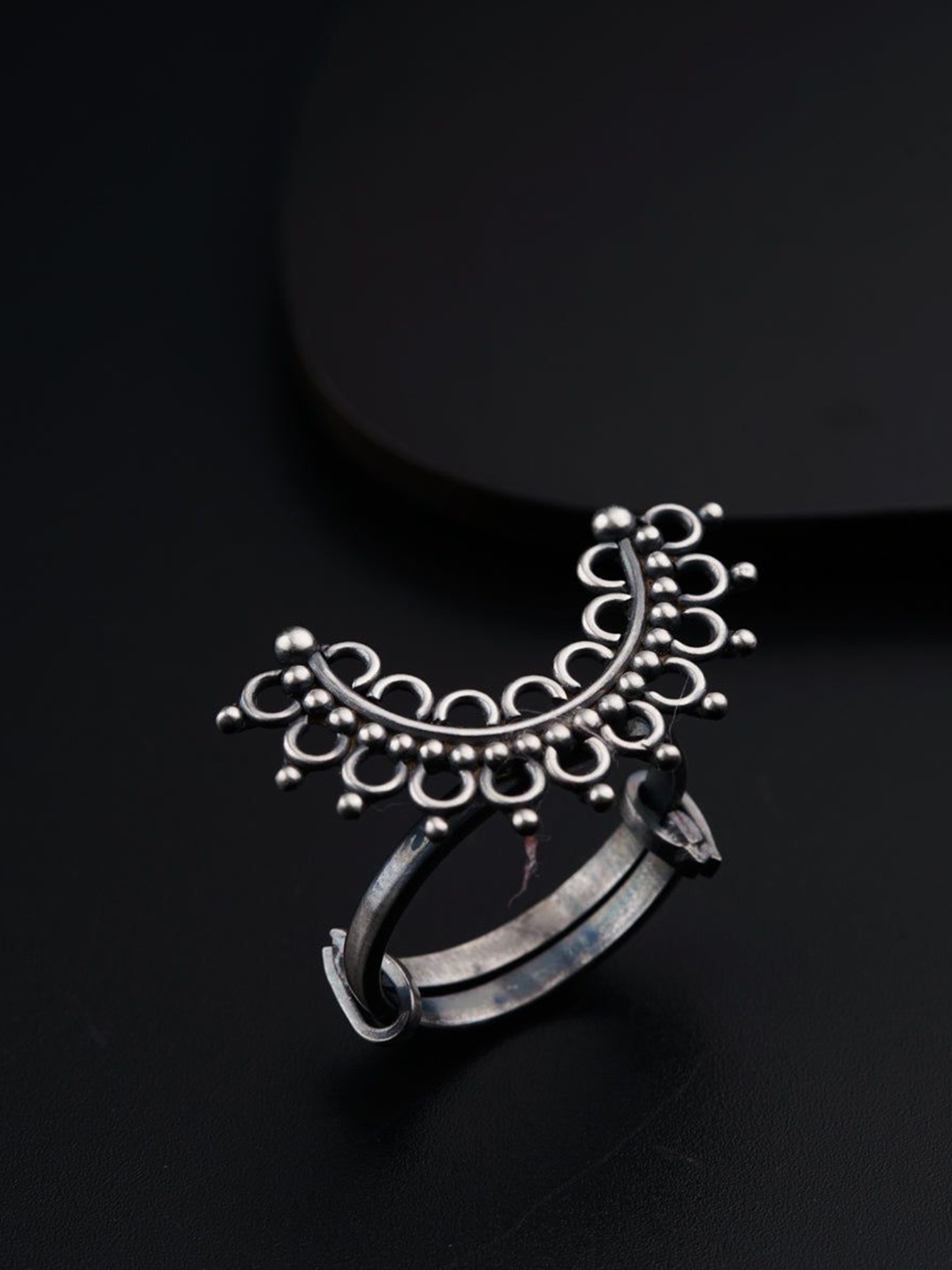 

House of Aadyaa Silver Filigree Adjustable Ring